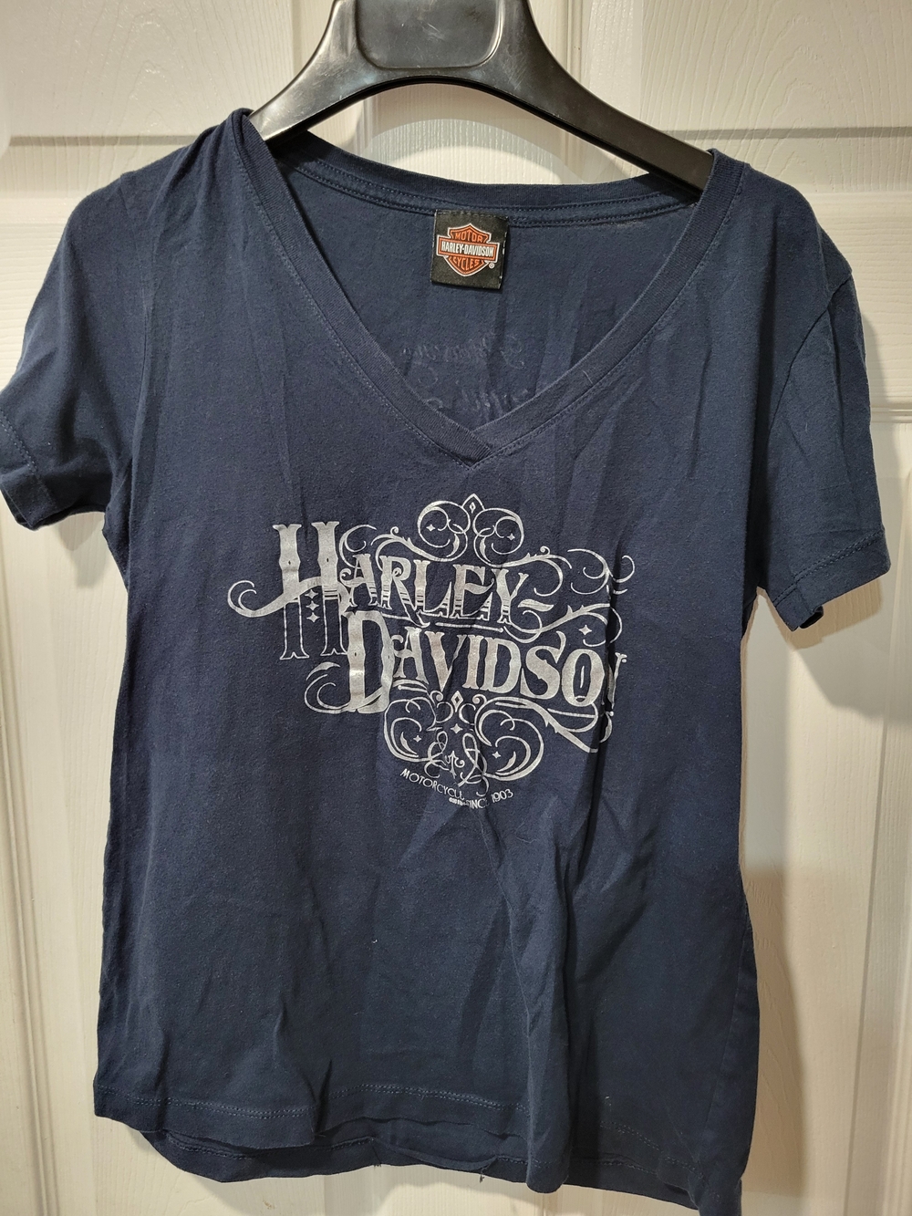 Harley-Davidson Navy V-Neck Logo Graphic Tee